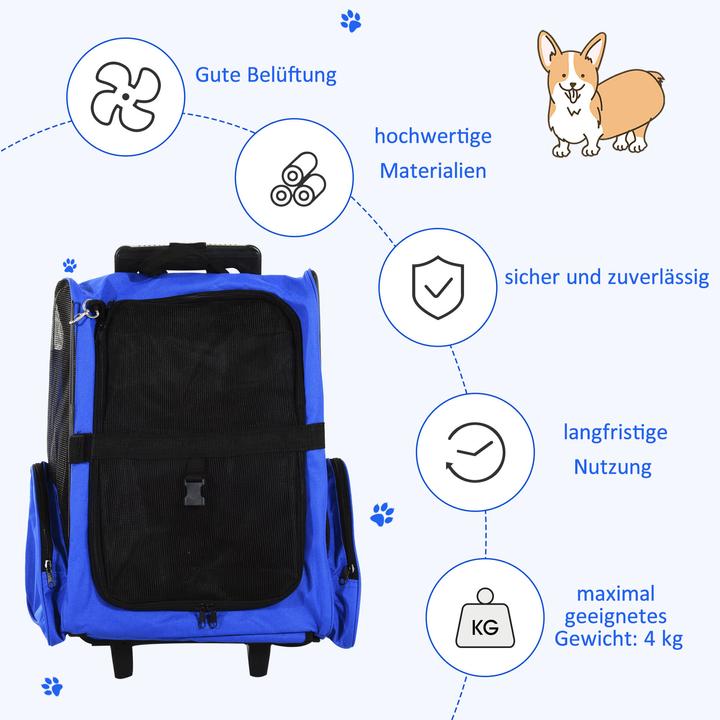 Image du produit PawHut Sac pour chien 2 en 1 utilisable comme trolley ou sac à dos (Chien, Respirant)