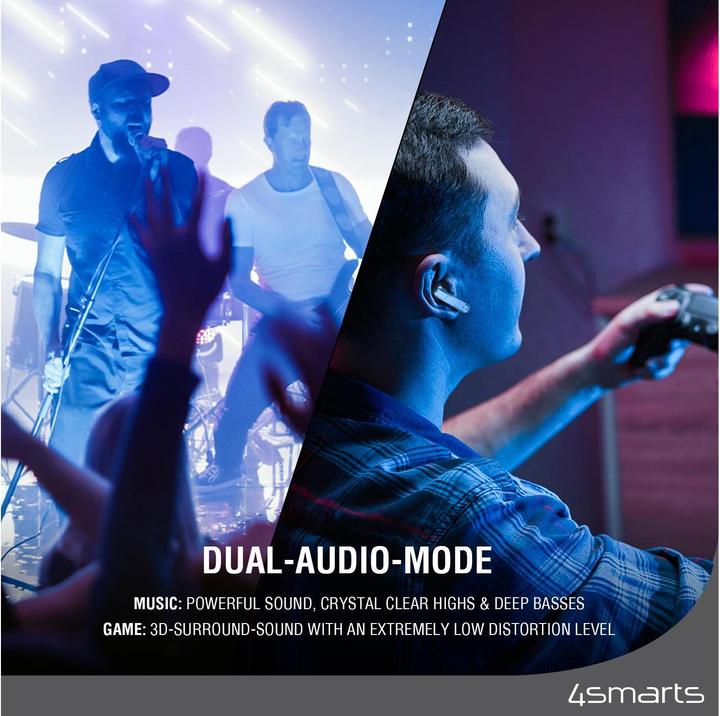 Produktbild 4smarts TWS Bluetooth Kopfhörer GameBuds (keine Geräuschunterdrückung, 24 h, Kabelgebunden)