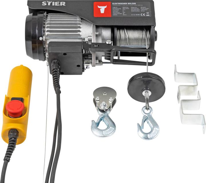 Actual product image Stier Electric wire rope hoist Load capacity 250kg Power 500W
