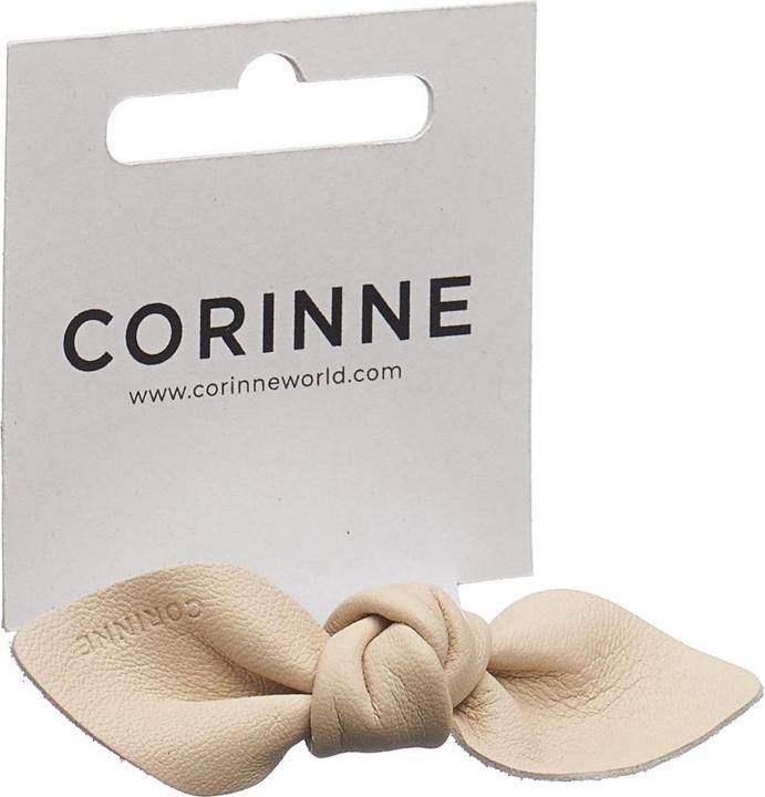 Actual product image Corinne World - Leather Bow Small Hair Tie Cream (Hair tie)