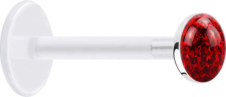 Produktbild Star Piercing Micro Labret transparent mit Kristallscheibe rot Epoxy Schutzschicht (ohne Messing, 925 Sterlingsilber, Bioflex)