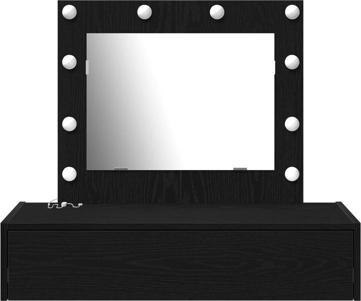 Produktbild VidaXL Wandmontierter Frisiertisch mit LED-Lichtern in schwarzer Eiche