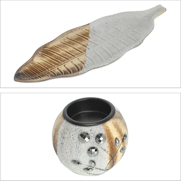 Image du produit Relaxdays Porte-bougies à chauffe-plat (38 x 14 x 7 cm)