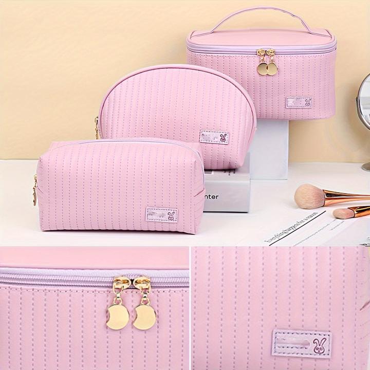Image du produit Only-Bags.Store 3pcs/set cosmetic bag, portable large opening square cosmetic bag / shell design
