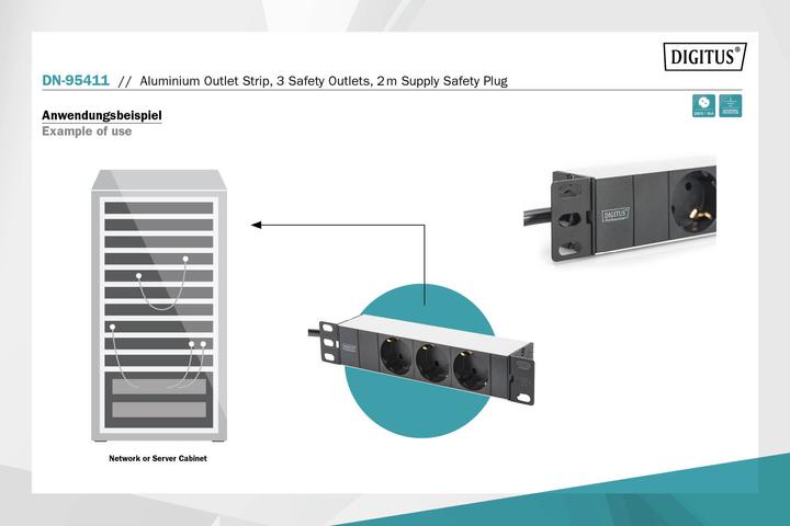 Produktbild Digitus Steckdosenleiste (3 x, CEE 7/3, 2 m)