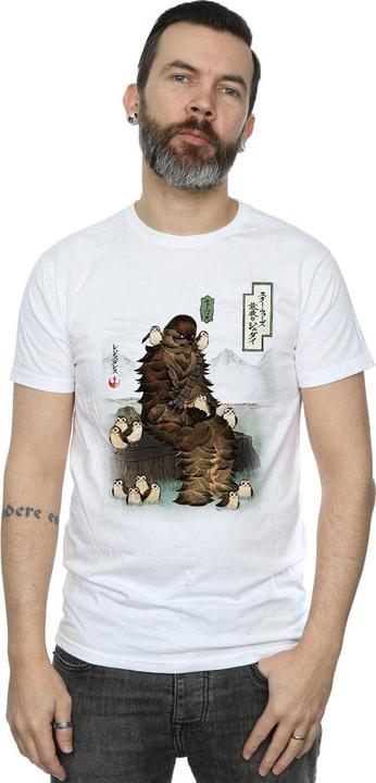 Actual product image Star Wars Mens The Last Jedi Japanese Chewbacca Porgs T-Shirt (XXL)