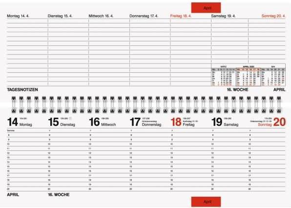 Produktbild Rido Querkalender Septant 30,7x10,5cm 1 Woche/2 Seiten Prestige Kunstleder braun 2025 (Deutsch)