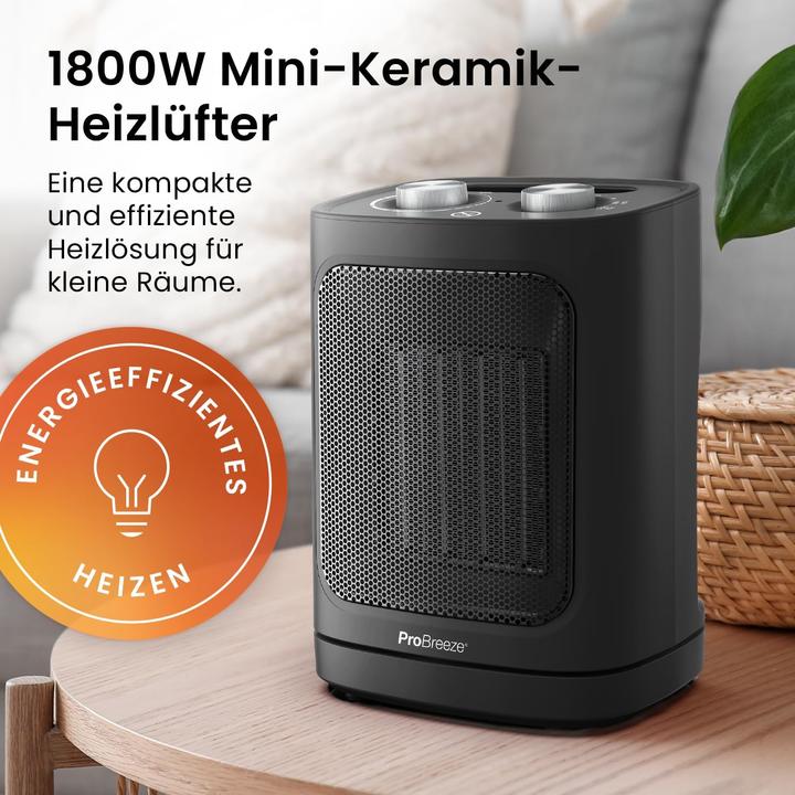 Immagine prodotto Breeze Mini termoventilatore in ceramica 1800W nero (1800 W)