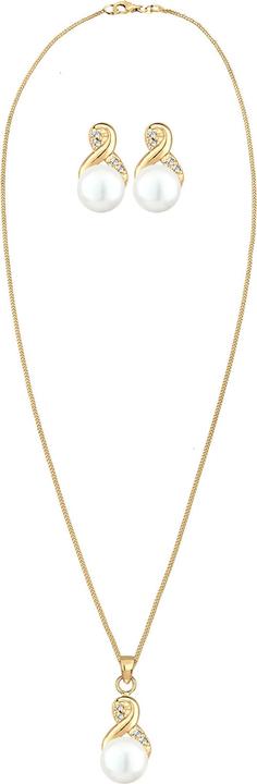 Image du produit Elli Infinity, perle, collier de perles, clous d'oreilles en perles (Argent sterling 925, Cristal de verre, Perles de culture d'eau douce)