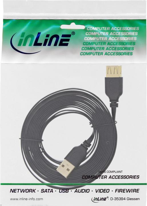 Produktbild InLine USB 2.0 Flachkabel Verlängerung (5 m, USB 2.0)