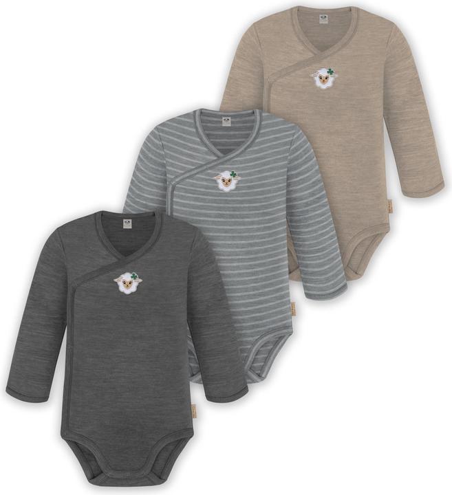 Immagine prodotto Normani Confezione da 3 pezzi di body a maniche lunghe in merino per bambino e bambina - 9355 (80)
