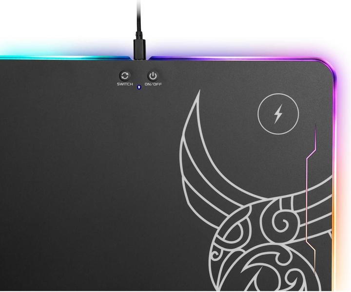 Immagine prodotto L33T Tappetino per mouse da gioco Kvennavagn, con retroilluminazione LED RGB, ricarica QI