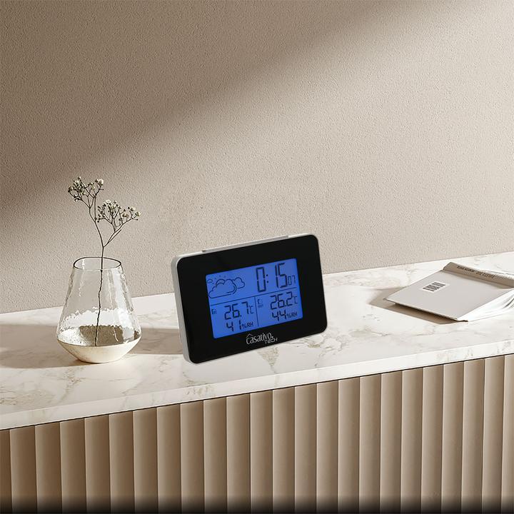 Actual product image Casativo Funk Wetterstation mit Aussensor, Wettervorhersage & Funkwecker