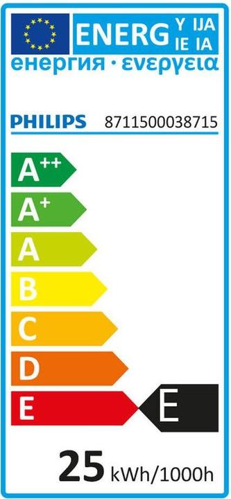 Energie-Label Philips Backofenlampe T25 (E14, 26 W, 172 lm, 1 x, E)