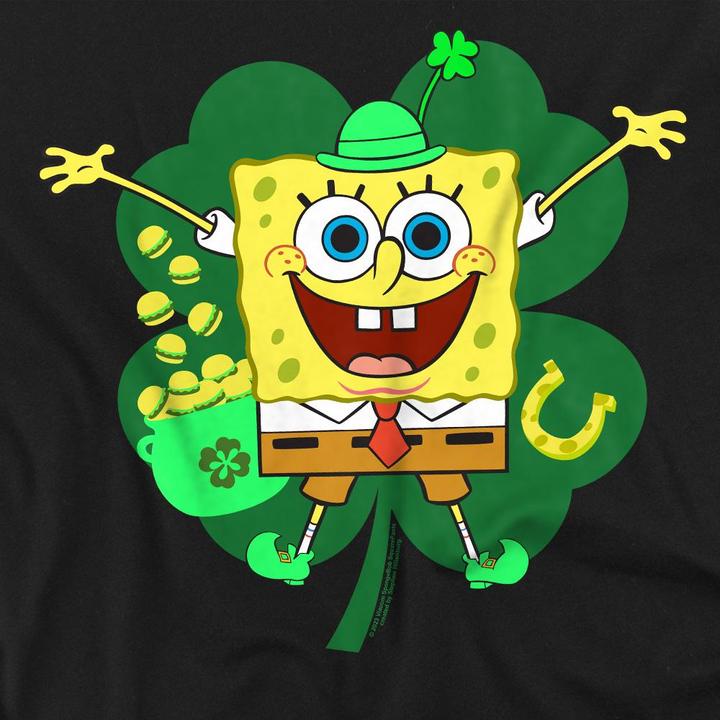 Immagine prodotto Spongebob Squarepants Spongey Maglietta Giorno di San Patrizio Quadrifoglio Adulto Unisex (M)
