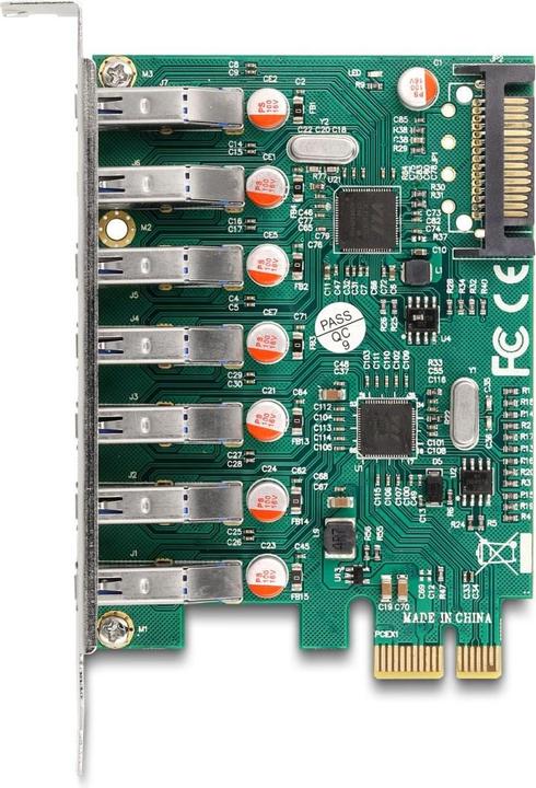 Actual product image Delock PCI Express x1 card to 7 x external USB 5 Gbps Type-A socket