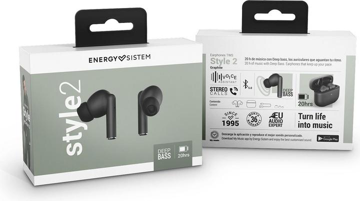 Immagine prodotto Energy Sistem Cuffie Style 2 True Wireless Stereo (TWS) In Ear Chiamate/Musica Bluetooth Nero (ANC, 5 h, Senza fili)