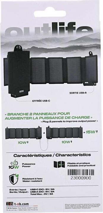 Image du produit T'nB TNB OLSP15 Panneau solaire pliable 10 Watts