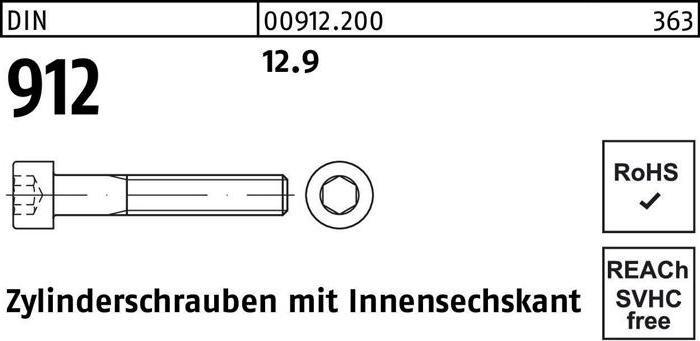 Productafbeelding Kaaskopschroef DIN 912 met inbus M 6 x 220 12.9 (100 Schroeven per stuk)