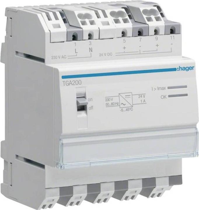 Hager TGA200. Anzahl der Pole: 4P. AC Eingangsspannung: 230 V, AC Eingangsfrequenz: 50/60 Hz