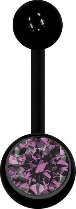 Image du produit Star Piercing Banane noire avec boule et cristal boule violet clair (Acrylique, sans laiton)
