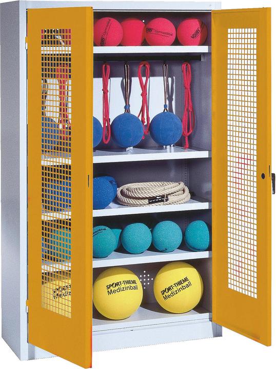 Produktbild C+P Sportgeräteschrank (HxBxT: 195x120x50 cm, mit Lochblech-Flügeltüren, Typ 2)