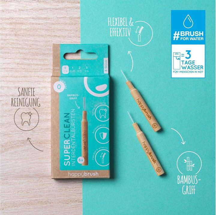 Image du produit happybrush Brosses interdentaires SuperClean ISO 0 0,4 mm Marron 6 pièces (6 x)
