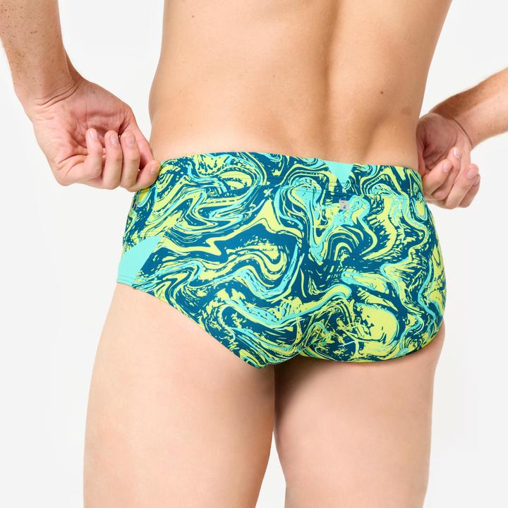 Actual product image Nabaiji Badehose Slip Herren Kastenform - 900 Print gelb/grün (XL)