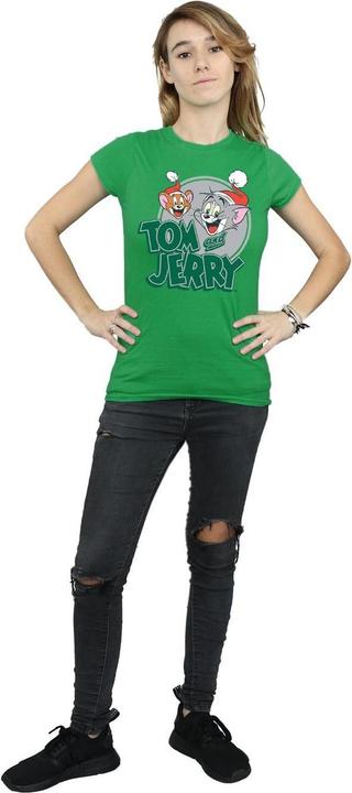 Actual product image Tom & Jerry Womens/Ladies Christmas Greetings Cotton T-Shirt (XL)