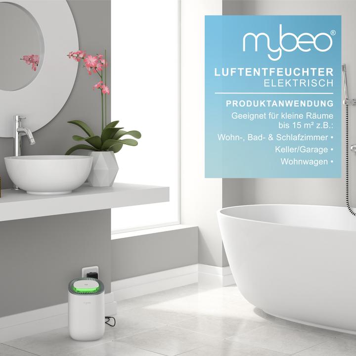 Actual product image Mybeo Luftentfeuchter, elektrischer Entfeuchter, Dehumidifier, Peltier Raumentfeuchter, 600 ml Tank (15 m²)