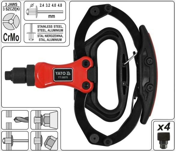 Actual product image Yato Professional Blind Rivet Pliers | 2.4-4.8 mm | EXTREMELY SHORT! Length: 190 mm | For rivets made of (21 mm)