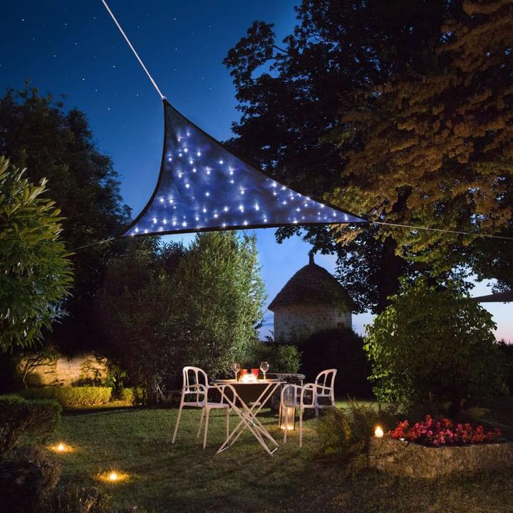 Produktbild Perel SONNENSEGEL MIT LED-STERNENHIMMEL - DREIECKIG - 3.6 x 3.6 x 3.6 m - DUNKELBLAU (3.6 x 3.6 x 3.6 m)