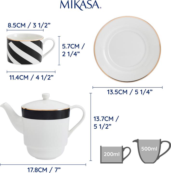Actual product image Mikasa Luxe Deco China Tea for One Set, White