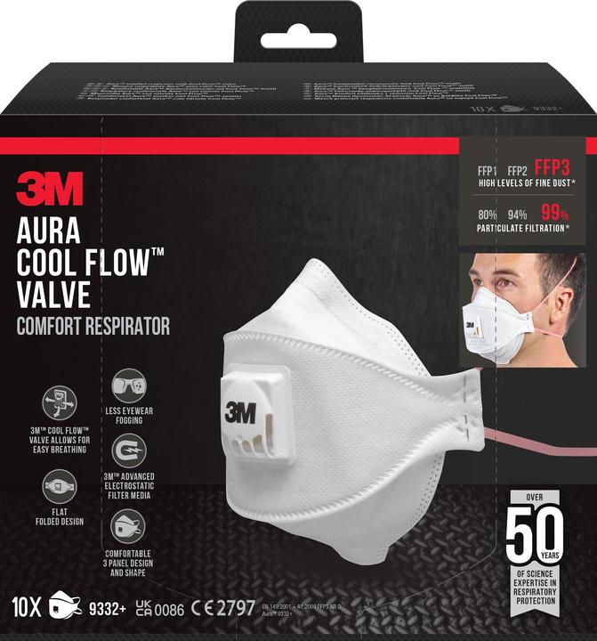 Actual product image 3M Aura Particle Mask 9332PRO10 (FFP3, 10 x)