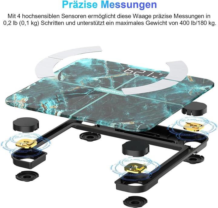 Immagine prodotto Healthkeep Digitale Körperfettwaage mit App & Bluetooth-Funktion (180 kg)
