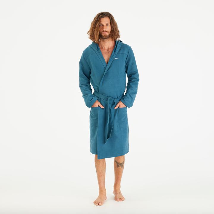 Produktbild Nabaiji Men’s microfibre compact hooded bathrobe in duck blue (S)