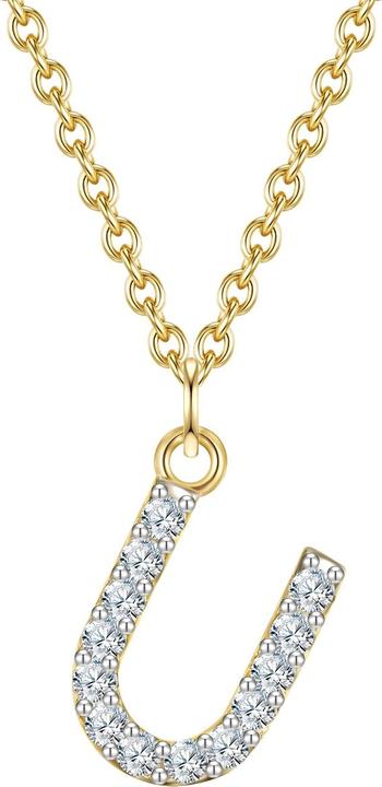 Glanzstücke München Damen Buchstabe U Sterling Silber Zirkonia Gelbgold 45,0 cm Basiskette + 5,0 cm Verlängerung - 32156 (Sterling Silber, 40 - 45 cm)