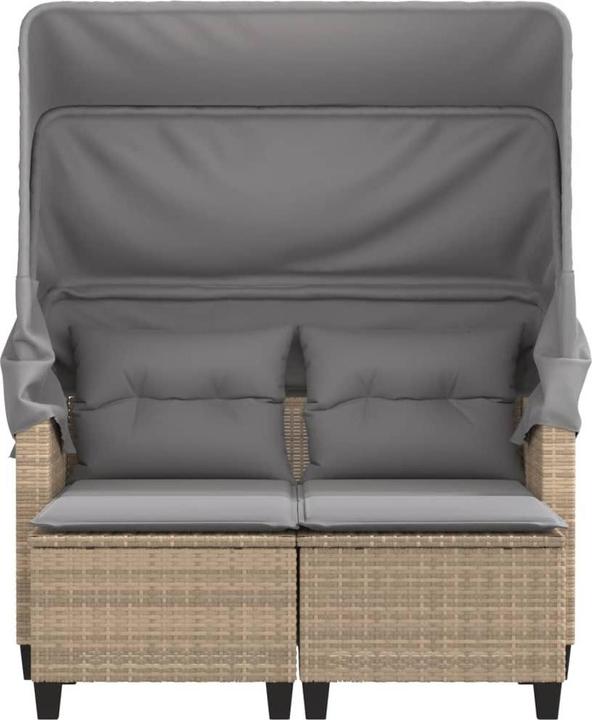 Image du produit VidaXL Canapé de jardin 2 places avec toit et poufs