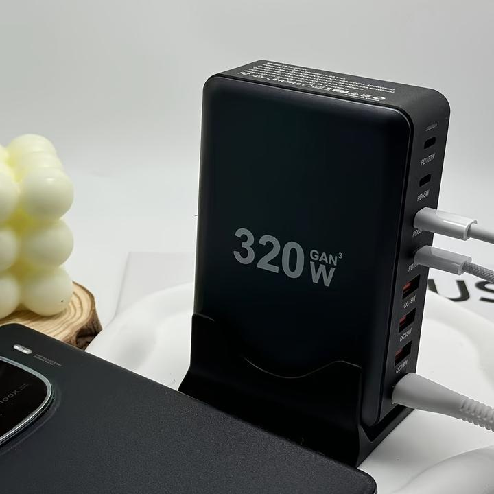 Actual product image PhoneLook Schnellladegerät 320W Hub GaN III USB-C 8 Ports für PC/Tablet/Smartphone mit CH/EU Stecker (320 W)