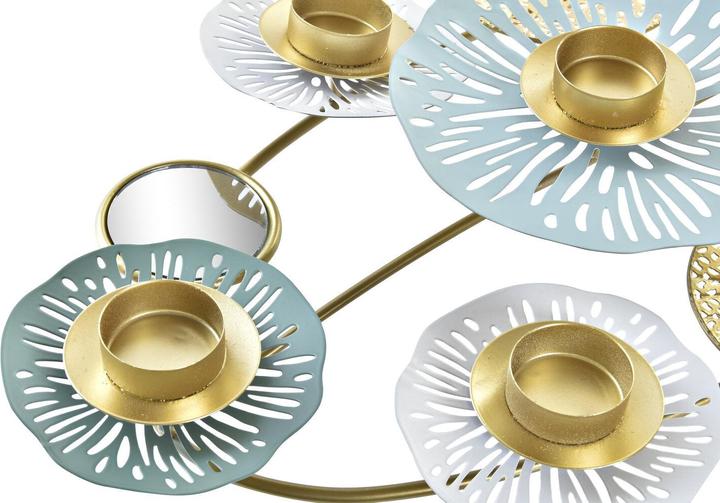 Produktbild DKD Home Decor Kerzenleuchter Spiegel Gold Metall grün Orientalisch Wasserlilie (54 x 33 x 8 cm)