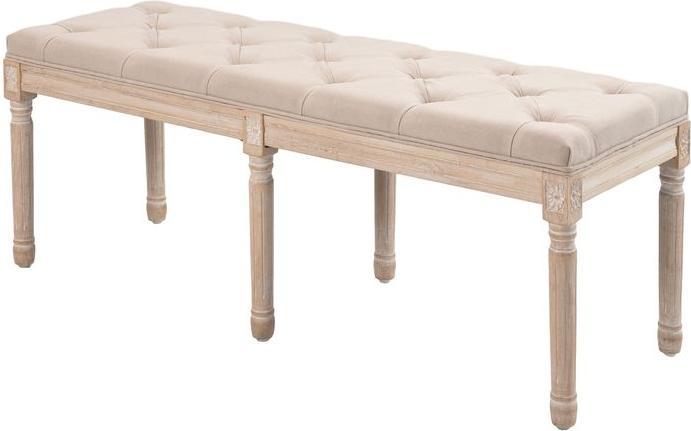 Immagine prodotto Swisshandel24 Panca imbottita Panca per letto vintage, panca per camera da letto con bottoni, aspetto lino (117 cm)