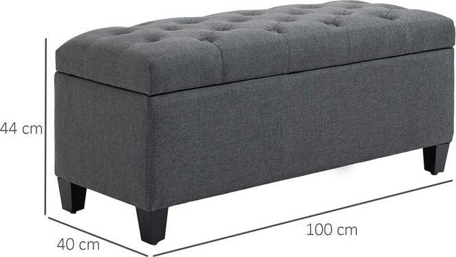 Produktbild Swisshandel24 Sitzbank Polsterbank mit Stauraum Truhenbank Flur Schlafzimmer Wohnzimmer leinenartiges Polyester Gu (100 cm)
