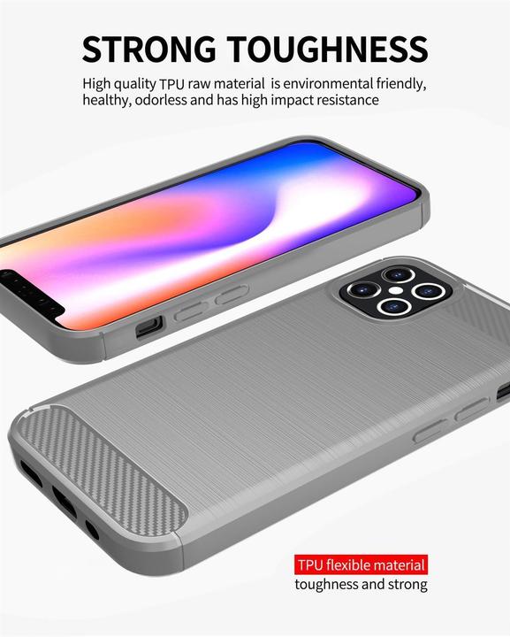 Actual product image Cadorabo TPU Ultra Slim carbon stainless steel Combi Cover (Apple iPhone 12, Realme 12 Pro+)