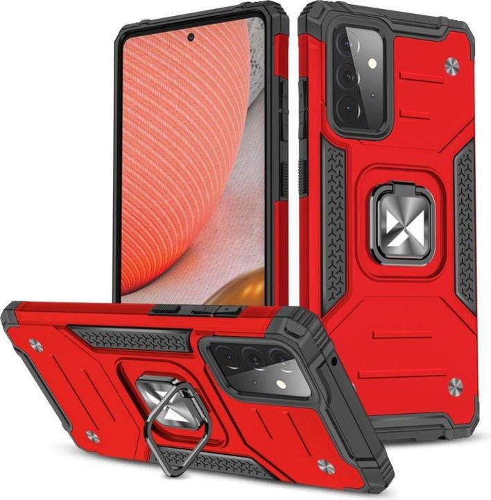 Actual product image Wozinsky Ring Armor Case Kickstand Tough Rugged Cover for Samsung Galaxy A72 4G red (Samsung Galaxy A72)