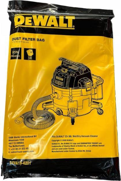 Actual product image DeWalt Zubehör DXVA19-4201 Staubsaugerbeutel 23-38 Liter 3 Stück (3 x)