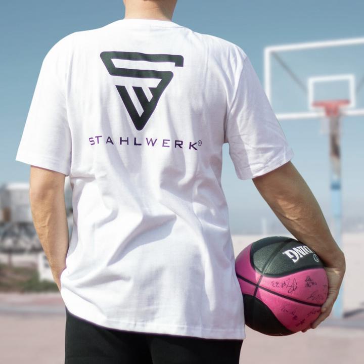 Produktbild Stahlwerk T-Shirt Weiss Grösse L Kurzarm-Hemd mit Logo-Print aus 100% Baumwolle (L)