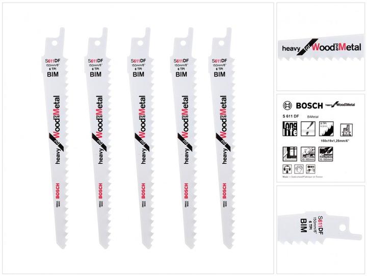 Immagine prodotto Bosch Professional Zubehör PRO Demolizione finestre S611DF foglio, 1,25 x 19 x 150 mm, 5 pezzi.