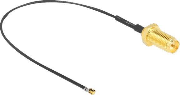 Produktbild Delock Antennenkabel RP-SMA Buchse zum Einbau zu MHF® 4L LK Stecker 1.37 10 cm Gewindelänge 10 mm (2.50 dB, Antennenkabel)
