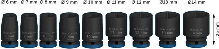 Produktbild Bosch Professional Zubehör PRO Impact (11 mm, 12 mm, 8 mm, 10 mm, 7 mm, 9 mm, 6 mm, 14 mm, 13 mm)