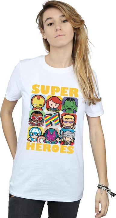 Actual product image Womens/Ladies Kawaii Super Heroes Cotton Boyfriend T-Shirt (L)